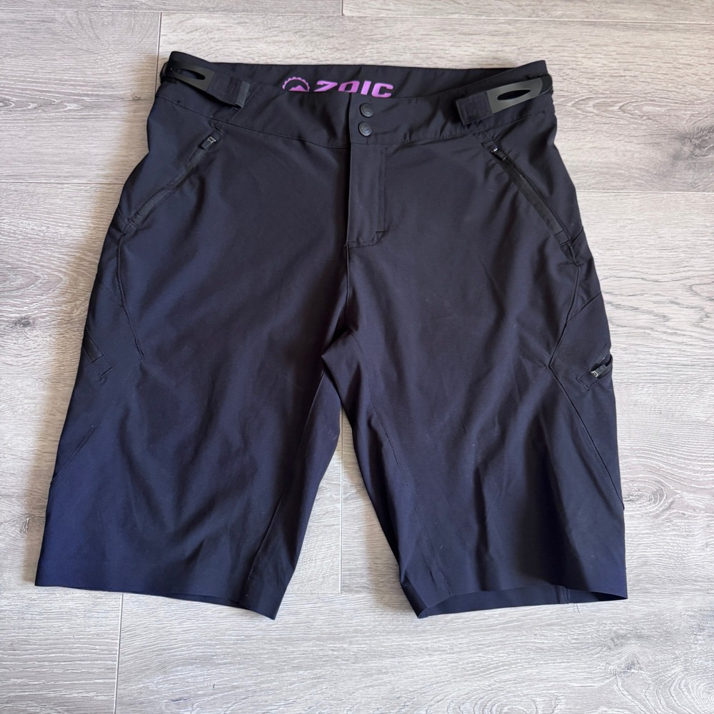 Zoic Mens Black Ether Mountain Bike Shorts Size Medium M‎ Adjustable Waist MTB